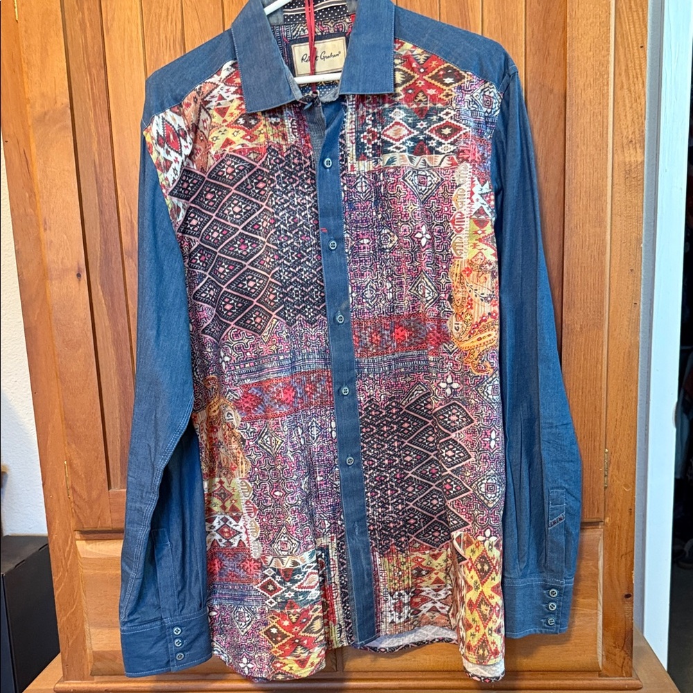 Robert Graham “Brinkley” Multicolor Patchwork Shirt